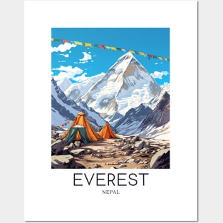 A Pop Art Travel Print of Mount Everest - Nepal Posters and Art